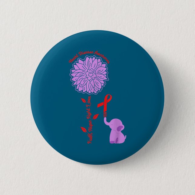 Heart Disease Awareness Faith Hope Fight Love Card Button (Front)