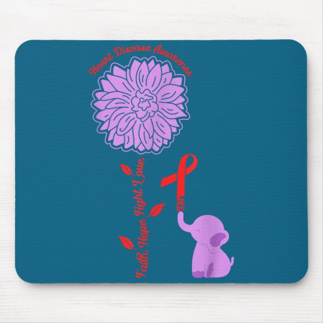 Heart Disease Awareness Faith Hope Fight Love Card Mouse Pad (Front)