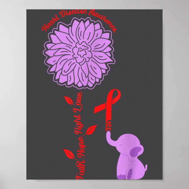 Heart Disease Awareness Faith Hope Fight Love Card Poster (Front)