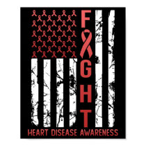 Heart Disease Awareness February Usa Flag Ribbon R Poster