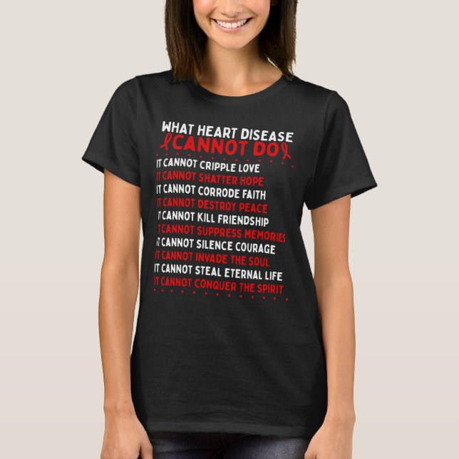 Heart Disease Awareness Fighter Warrior Ribbon T-Shirt (Front)