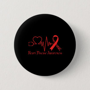 Heart Disease Awareness Go Red In February Health Button