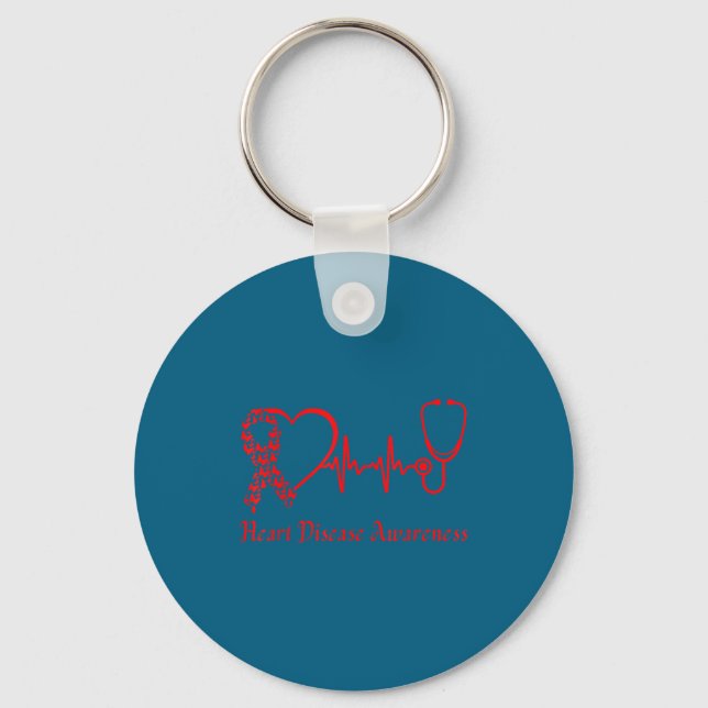 Heart Disease Awareness Go Red In February Health  Keychain (Front)