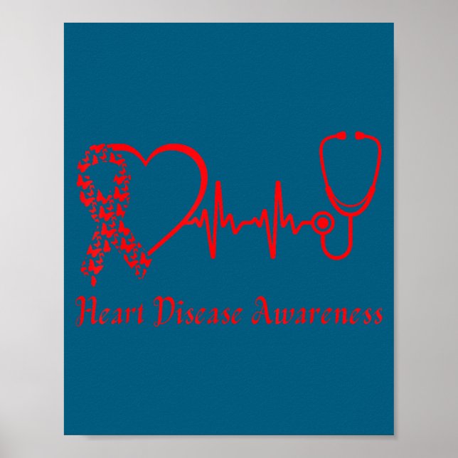 Heart Disease Awareness Go Red In February Health  Poster (Front)