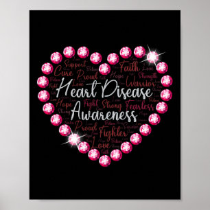 Heart Disease Awareness Health Month Support Love  Poster