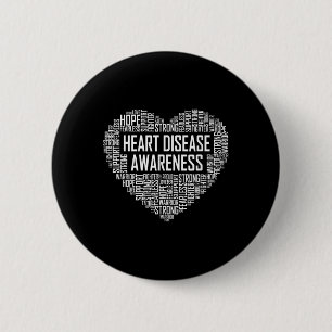 Heart Disease Awareness Heart Gift February Wear R Button