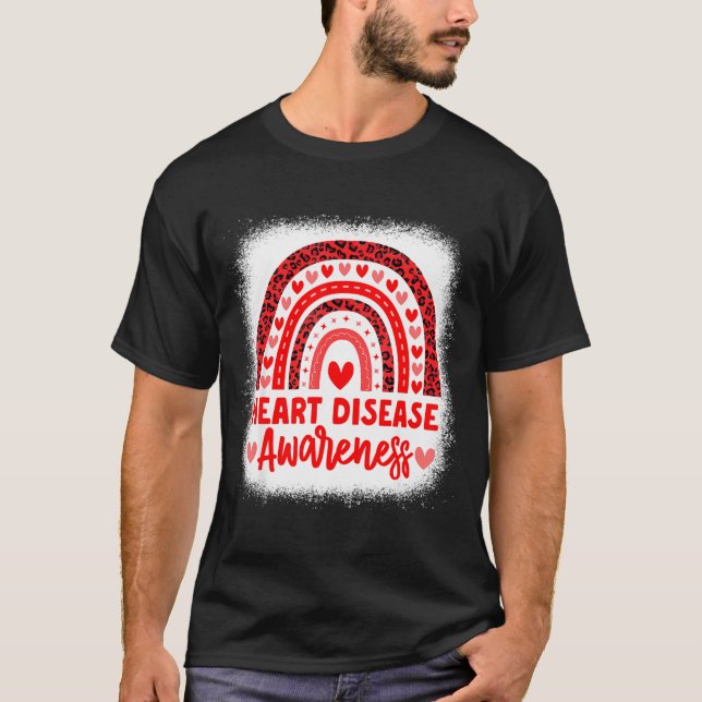 Heart Disease Awareness Heart Month Rainbow Heart  T-Shirt (Front)