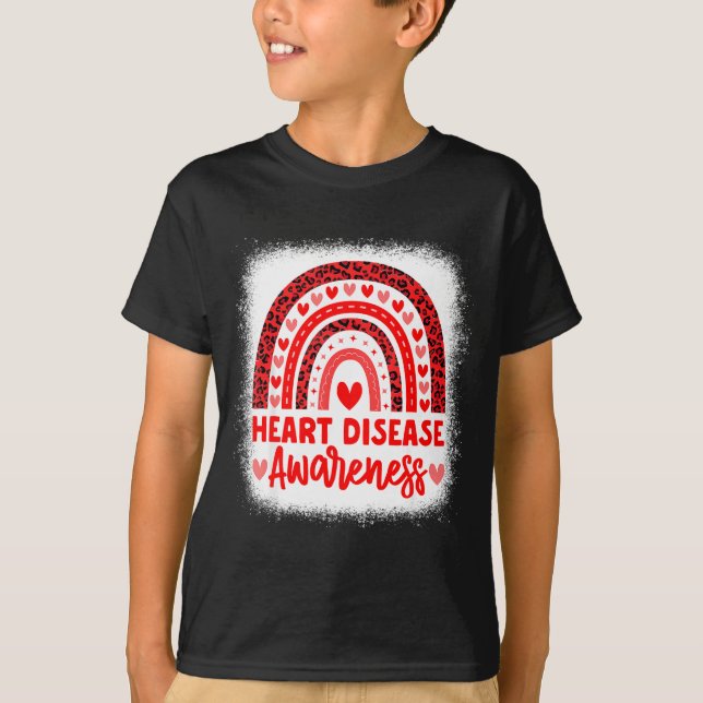 Heart Disease Awareness Heart Month Rainbow Heart  T-Shirt (Front)