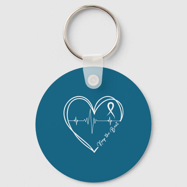 Heart Disease Awareness Heartbeat Chd Wear Red Hea Keychain (Front)