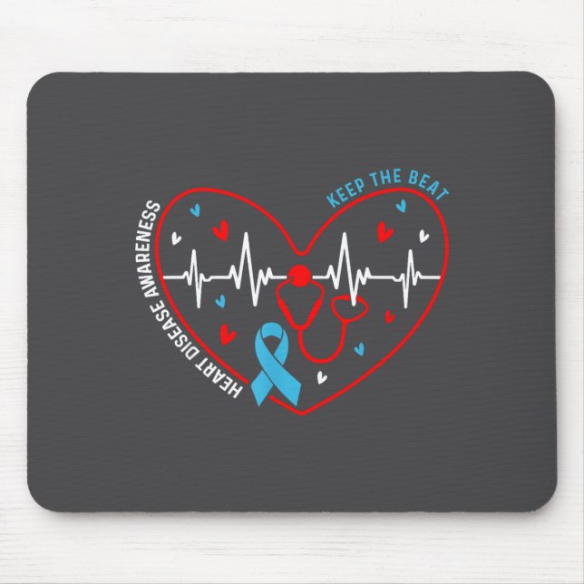 Heart Disease Awareness Heartbeat Survivor Warrior Mouse Pad (Front)