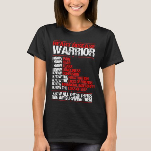 Heart Disease Awareness I know Pain Red Ribbon T_Shirt