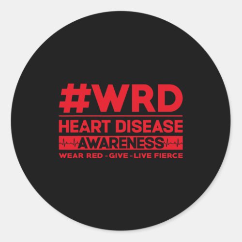 Heart Disease Awareness Minimal Wear Red Day  Classic Round Sticker