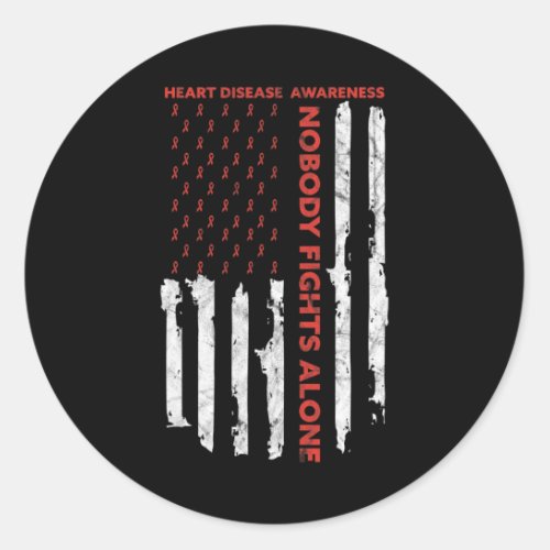 Heart Disease Awareness Month American Flag  Classic Round Sticker