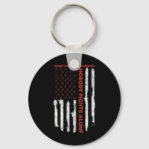 Heart Disease Awareness Month American Flag Keychain