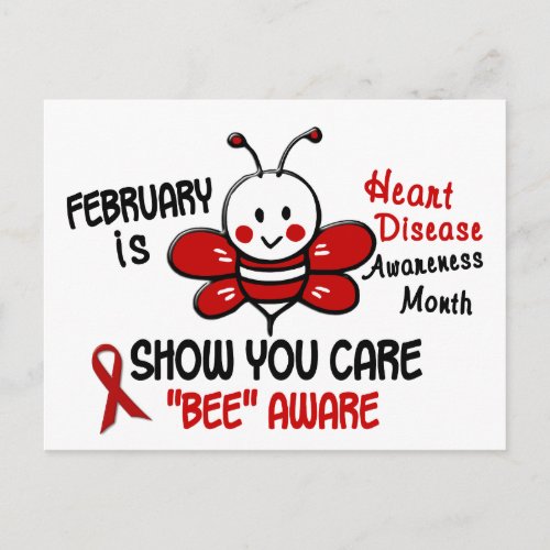 Heart Disease Awareness Month Bee 11 Postcard