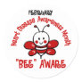 Heart Disease Awareness Month Bee 1.2 Classic Round Sticker