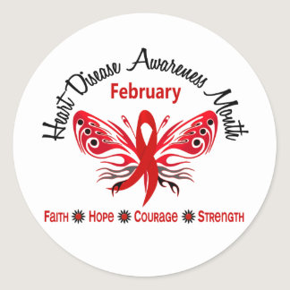 Heart Disease Awareness Month Butterfly 3.2 Classic Round Sticker