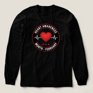 Heart Disease Awareness Month February EKG Heart Tri-Blend Shirt
