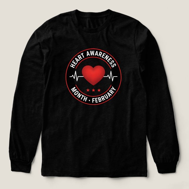 Heart Disease Awareness Month February EKG Heart Tri-Blend Shirt (Design Front)