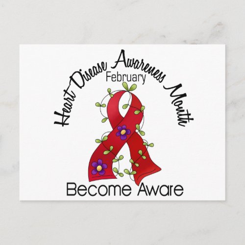 Heart Disease Awareness Month Flower Ribbon 2 Postcard
