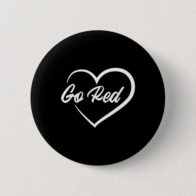 Heart Disease Awareness Month Red Heart American  Button (Front)