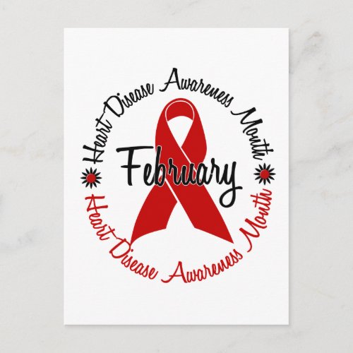 Heart Disease Awareness Month Red Ribbon 13 Postcard