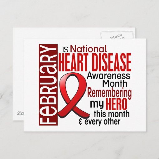 Heart Disease Awareness Month Ribbon I2 2 Postcard Zazzle