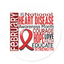 Heart Disease Awareness Month Ribbon I2.3 Classic Round Sticker