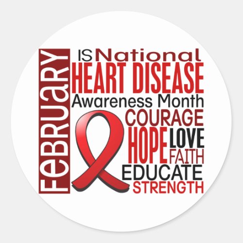 Heart Disease Awareness Month Ribbon I23 Classic Round Sticker