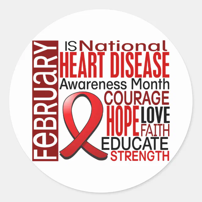 Heart Disease Awareness Month Ribbon I2 3 Classic Round Sticker Zazzle