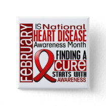 Heart Disease Awareness Month Ribbon I2.5 Pinback Button