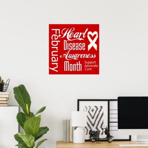 Heart Disease Awareness Month Ribbon Poster Zazzle