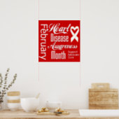 Heart Disease Awareness Month Ribbon Poster (Kitchen)