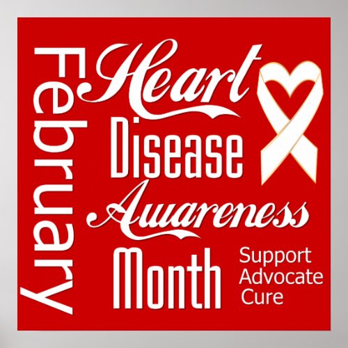 Heart Disease Awareness Month Ribbon Poster