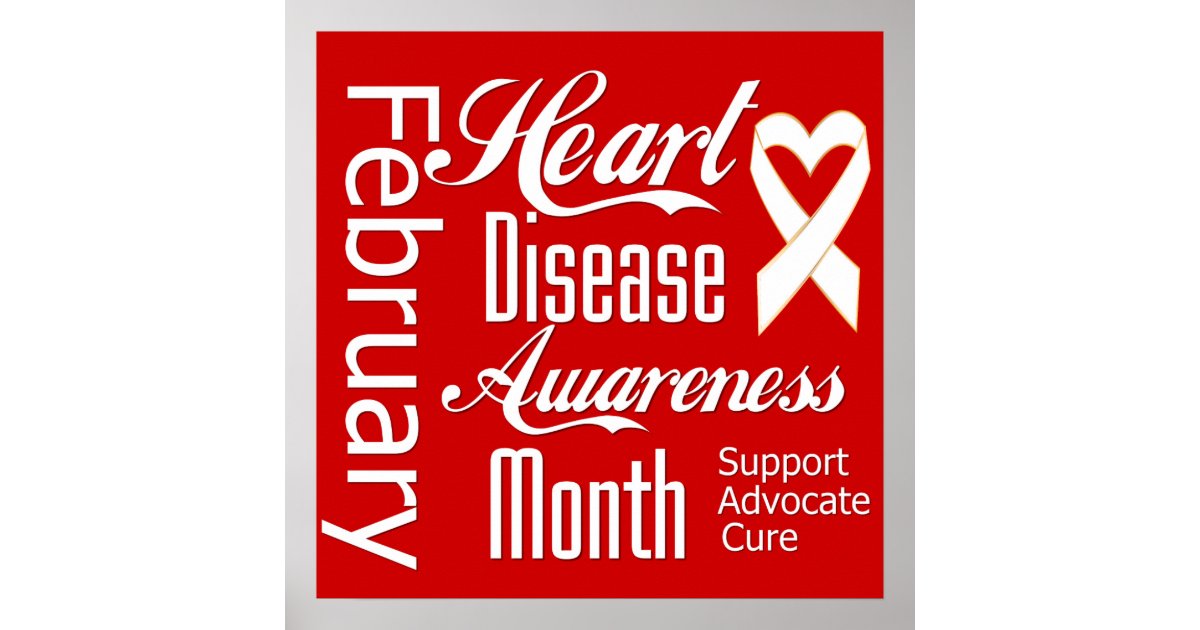 Heart Disease Awareness Month Ribbon Poster | Zazzle