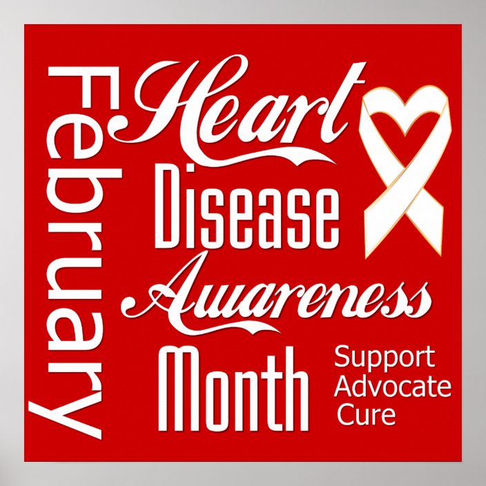 Heart Disease Awareness Month Ribbon Poster | Zazzle.com