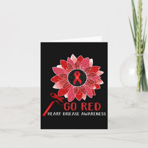 Heart Disease Awareness Month Ribbon Sunflower  Card