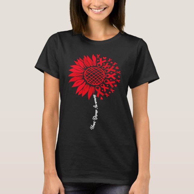 Heart Disease Awareness Month Sunflower For Women  T-Shirt (Front)