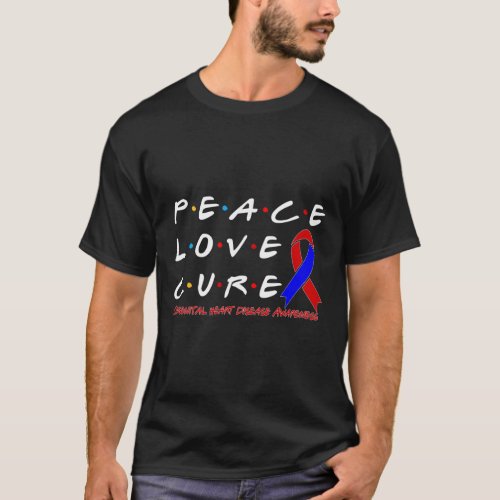 Heart Disease Awareness Peace Love Cure  T_Shirt