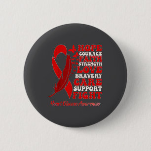 Heart Disease Awareness Red Butterflies Ribbon Sup Button