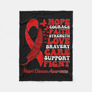 Heart Disease Awareness Red Butterflies Ribbon Sup Fleece Blanket