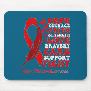 Heart Disease Awareness Red Butterflies Ribbon Sup Mouse Pad