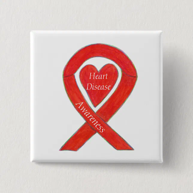 Heart Disease Awareness Red Heart Ribbon Pin | Zazzle