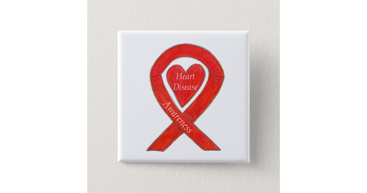 Heart Disease Awareness Red Heart Ribbon Pin