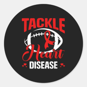 Heart Disease Awareness Red Heart Tackle Heart Dis Classic Round Sticker