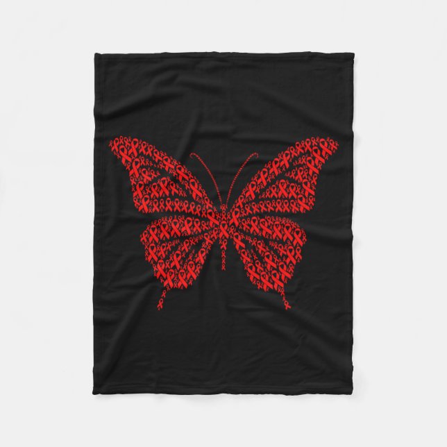 Heart Disease Awareness Red Ribbon &amp; Heart Hea Fleece Blanket (Front)