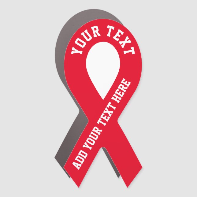 Heart Disease Awareness Red Ribbon Car Magnet (Front)