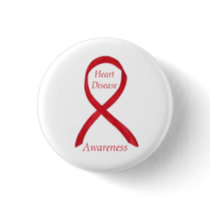 Heart Disease Awareness Red Ribbon Custom Pin