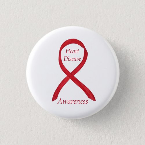 Heart Disease Awareness Red Ribbon Custom Pin