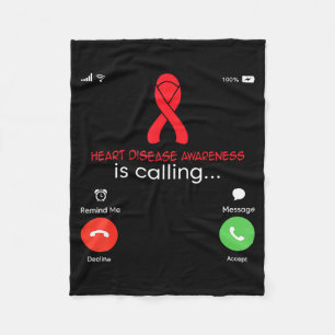 Heart Disease Awareness Red Ribbon Heart Attack Su Fleece Blanket